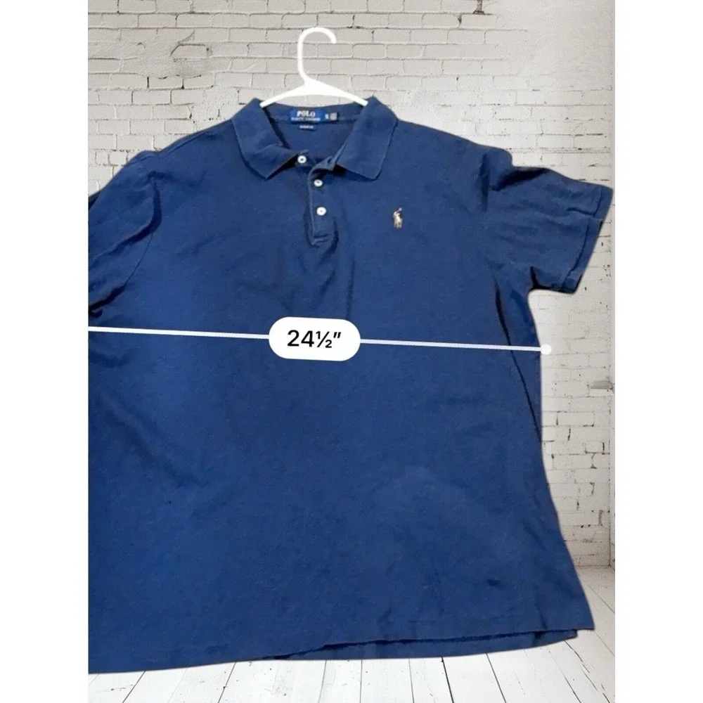 🔥Polo Ralph Lauren🤑‎ Navy Blue Cotton Polo Classic Fit Shirt Soft Men's XL T
